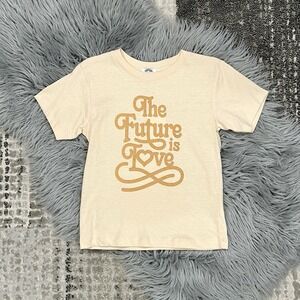 Polished Prints Youth "The Future Is Love" Ringer Tshirt Size 4T In Light Orange